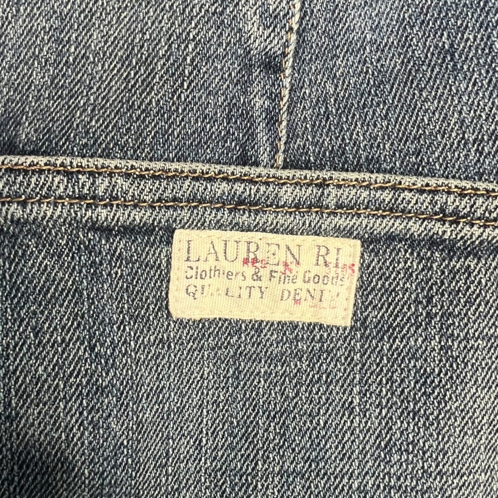 Lauren Ralph Lauren Denim Skirt Sz 8 Blue Pencil Knee Length Utility Pockets - Picture 8 of 10